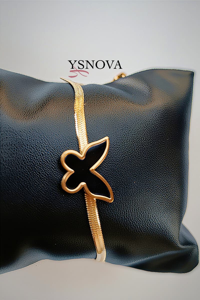 Gold Plated Stainless Steel Butterfly Bracelet – Available in White or Black