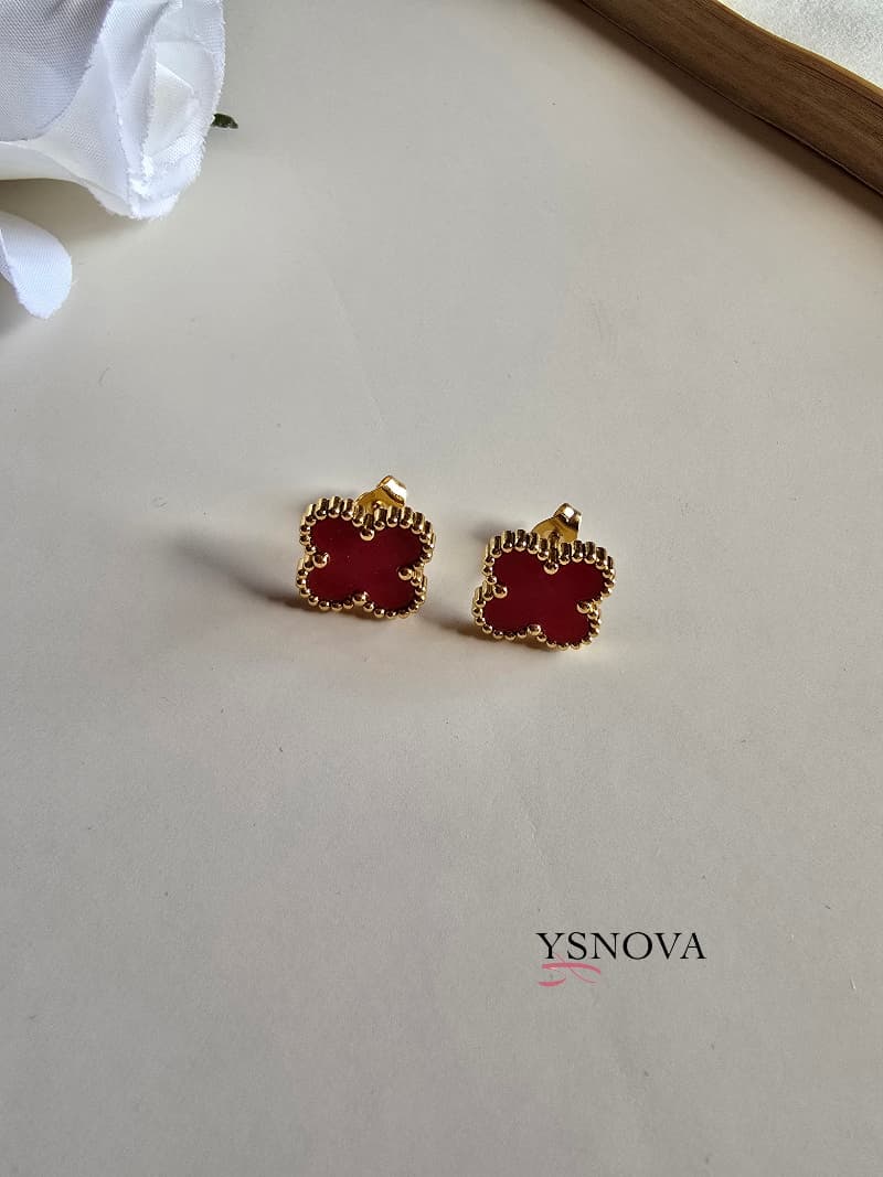 Red Clover Set – Van Cleef Inspired Design – Gold Plated Stainless Steel