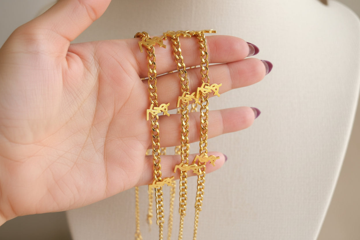 Gold Letter Chain Bracelet
