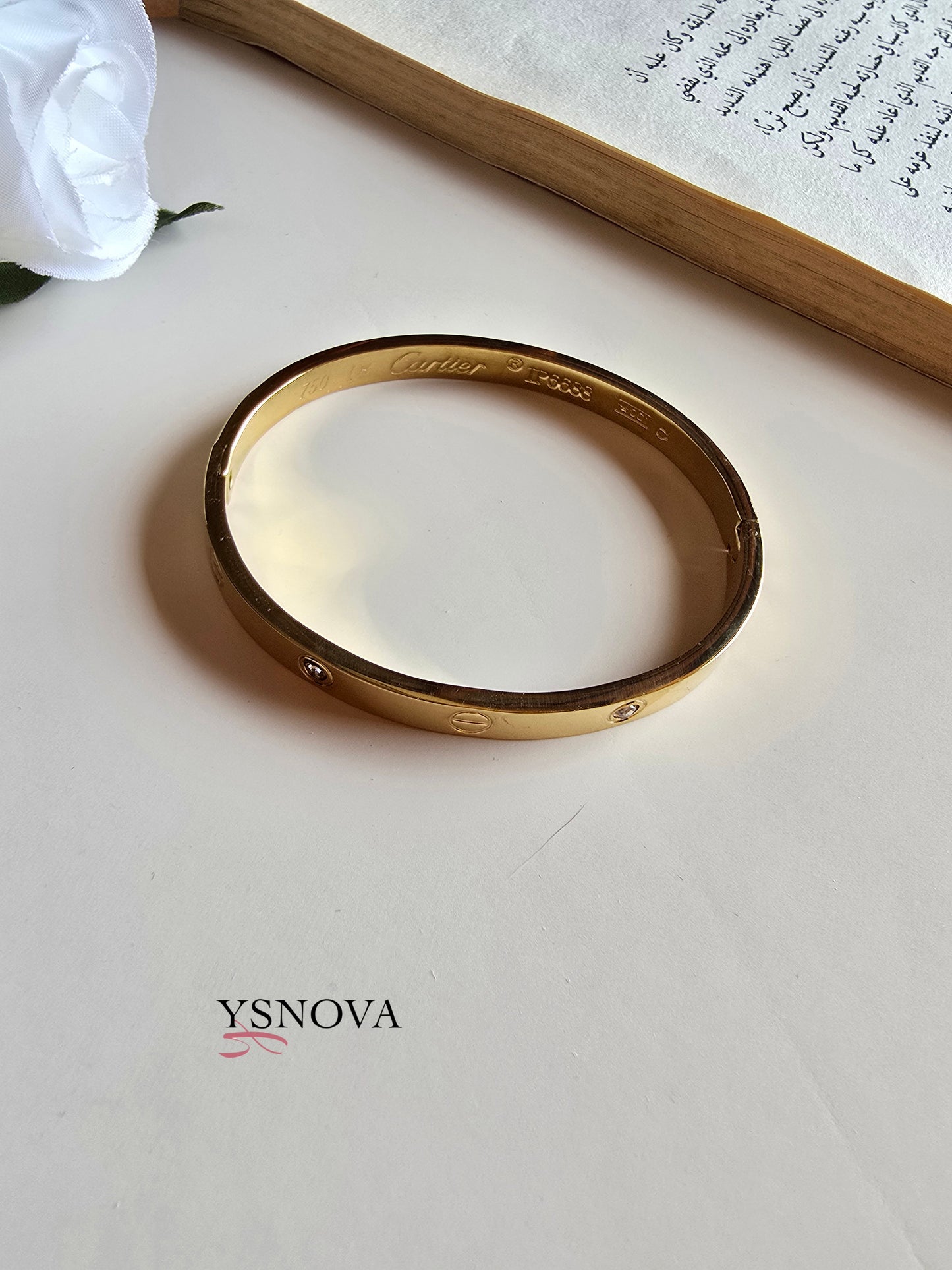 Cartier Love Inspired Bangle with Zircon Stones - Gold Plated Stainless Steel