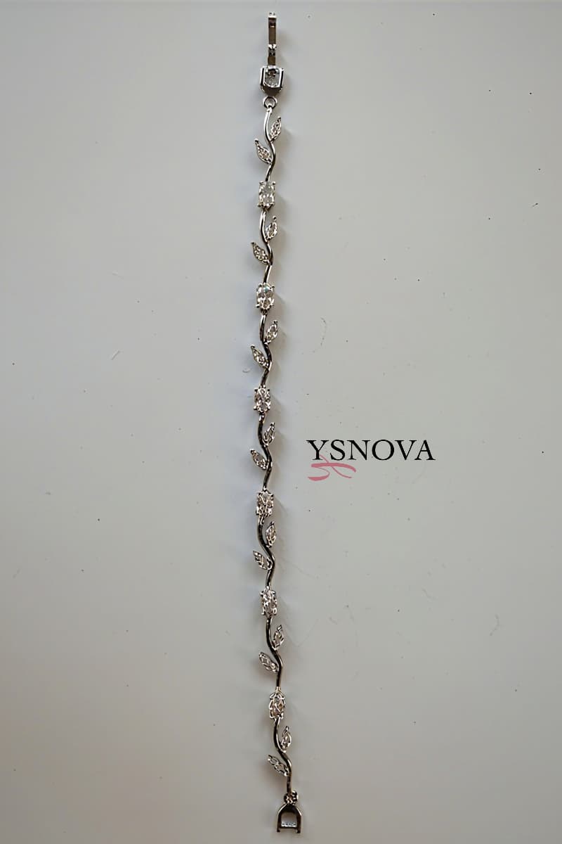 Silver Plated Stainless Steel Tulip Bracelet with Zircon Stones