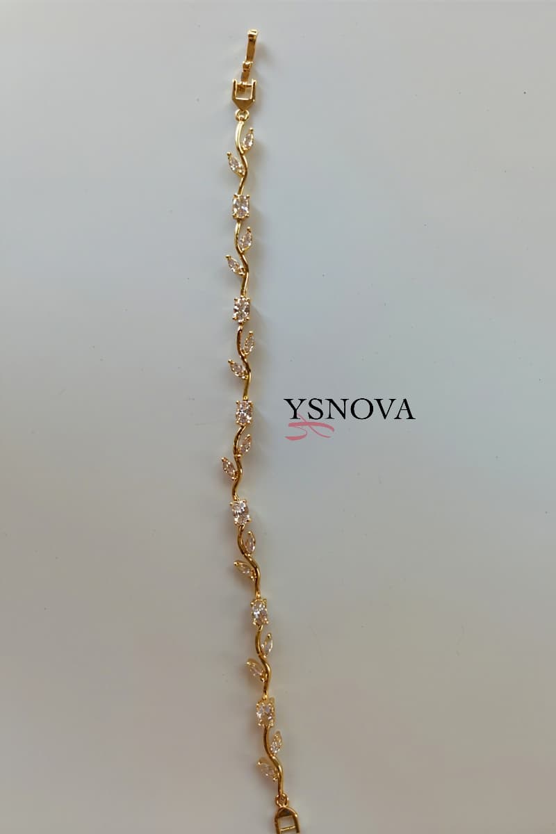 Gold Plated Stainless Steel Tulip Bracelet with Clear Zircon Stones