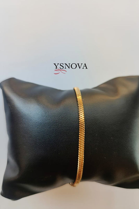 Gold Plated Stainless Steel Flat Chain Bracelet