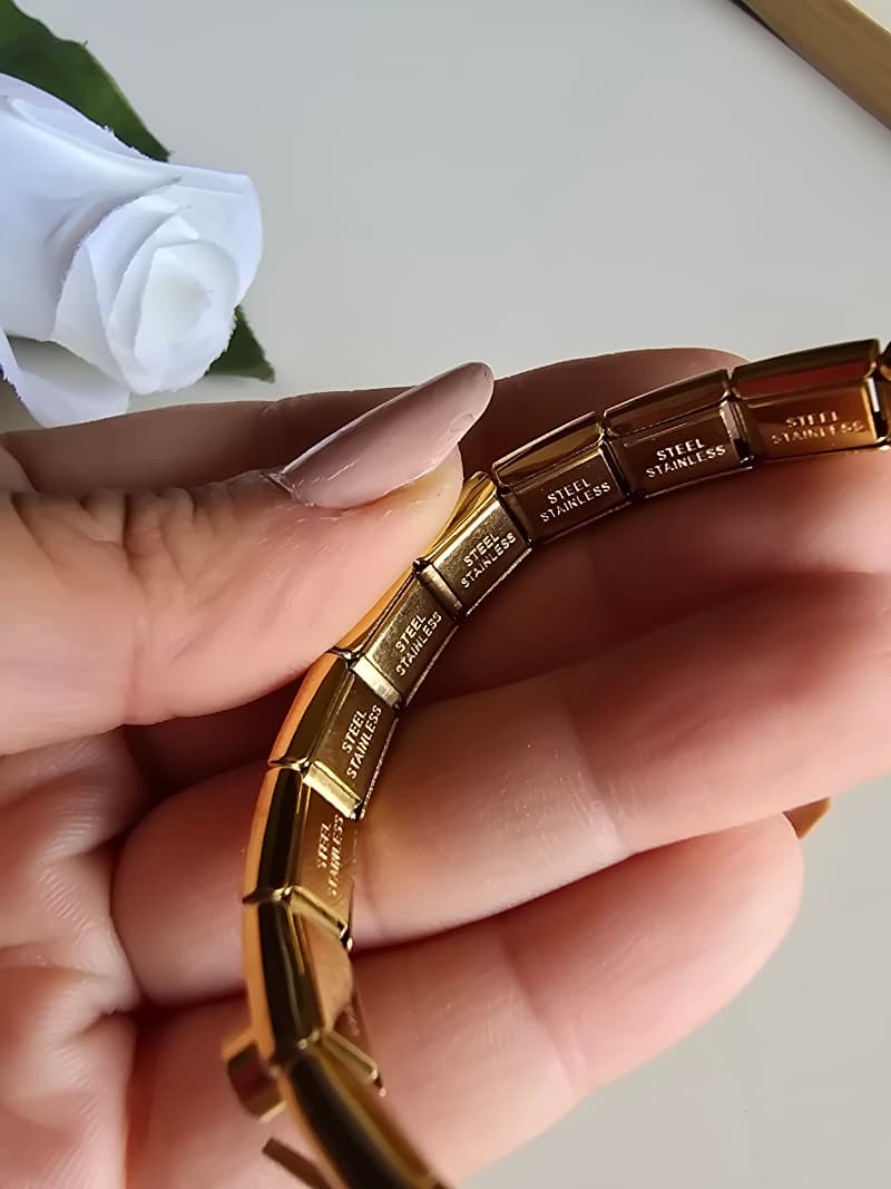 Flexible Bracelet with Dangling Butterfly Charms - Stainless Steel