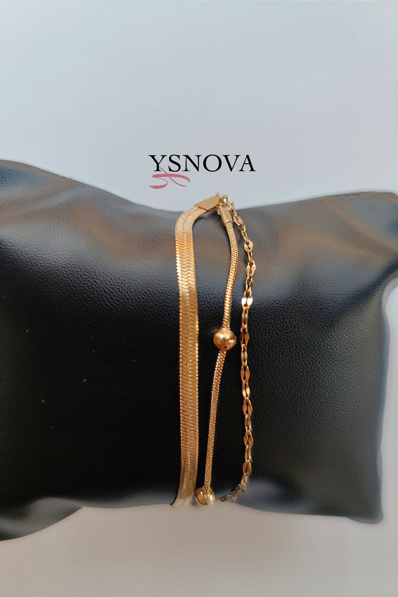 Gold Plated Stainless Steel Women’s Triple Layer Bracelet