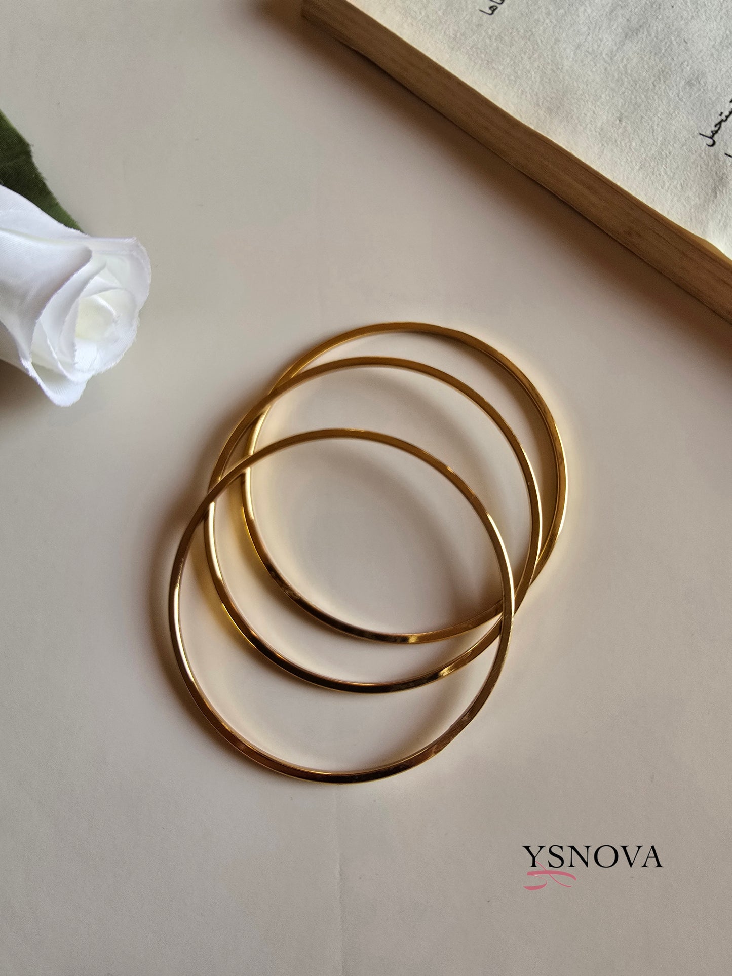 3 Pcs Cartier Inspired Bangles Set – Gold Plated Stainless Steel