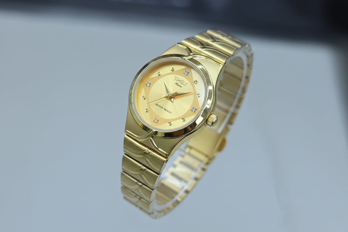 Tim-ely gold watch with gold dail
