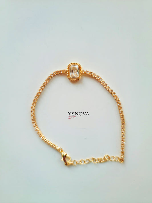 Gold & Silver Tennis Bracelet with Square Zircon Stones