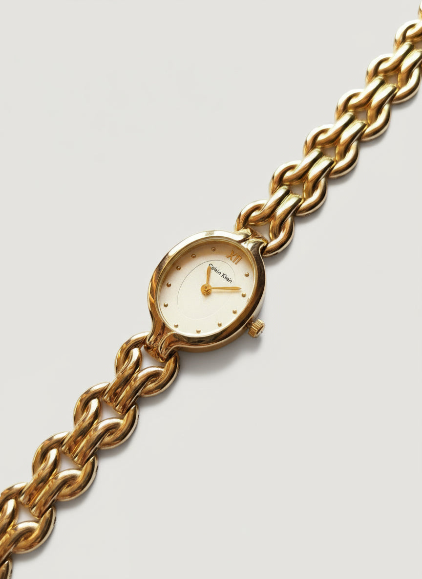Inspired by Calvin Klein Chain Link Design – Gold Plated Stainless Steel Watch