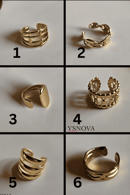 Trendy Mixed Designs – Gold Plated Stainless Steel Rings Set (Free Size)