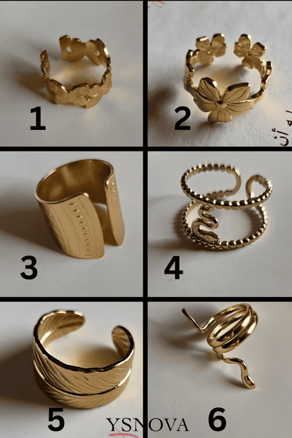 6 Modern Designs – Gold Plated Stainless Steel Rings Set (Free Size)