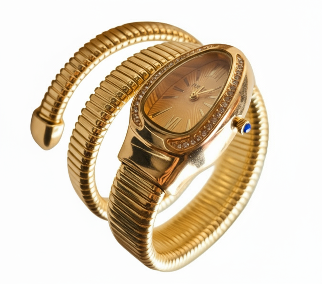 Bvlgari Serpenti Inspired Watch with Gold Dial – Gold Plated Stainless Steel