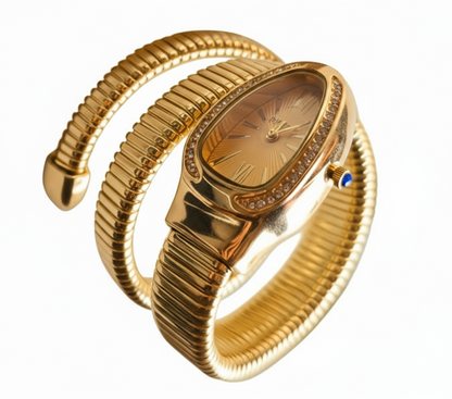 Bvlgari Serpenti Inspired Watch with Gold Dial – Gold Plated Stainless Steel