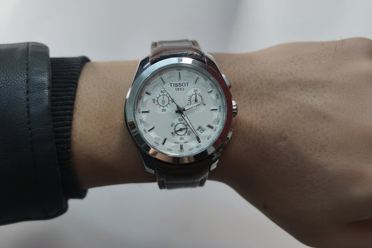 Brown Leather white Dial