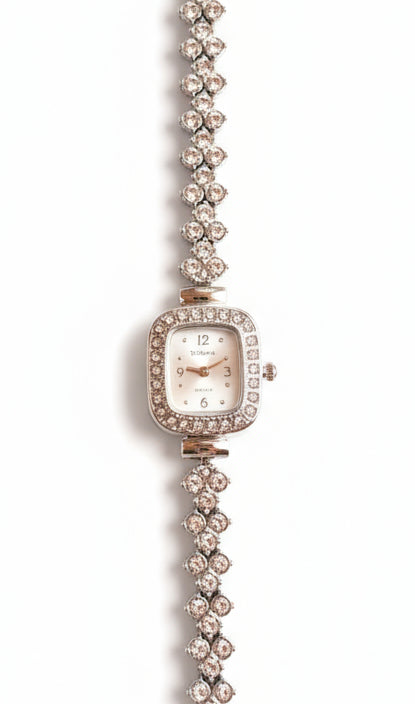 Silver Watch with Zircon Stones – Stainless Steel