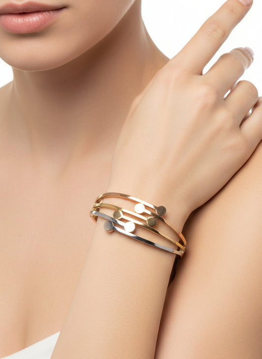 Triple-Tone Stainless Steel Bracelet – Gold, Silver & Rose Gold