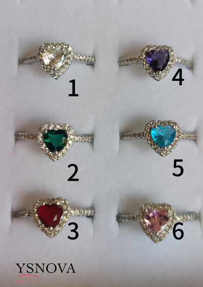 Pandora Style Heart Rings – Silver Plated Stainless Steel with Colorful Zircon Stones (Free Size)