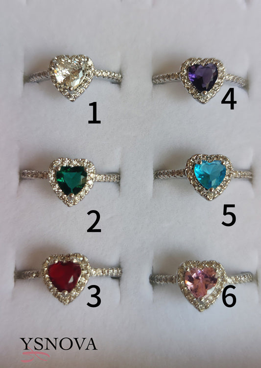 Pandora Style Heart Rings – Silver Plated Stainless Steel with Colorful Zircon Stones (Free Size)