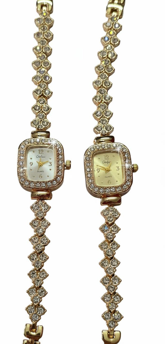Gold-plated luxury women’s watch fully encrusted with zircon stones – elegant design by YSNOVA