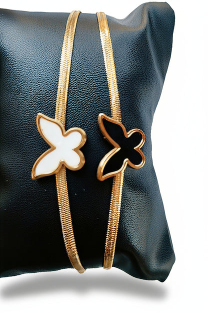 Gold Plated Stainless Steel Butterfly Bracelet – Available in White or Black
