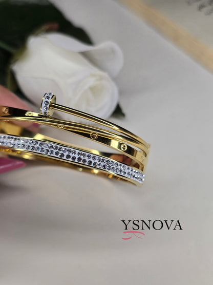 Gold-Plated Zircon Bracelet – Luxury Stainless Steel Design by YSNOVA