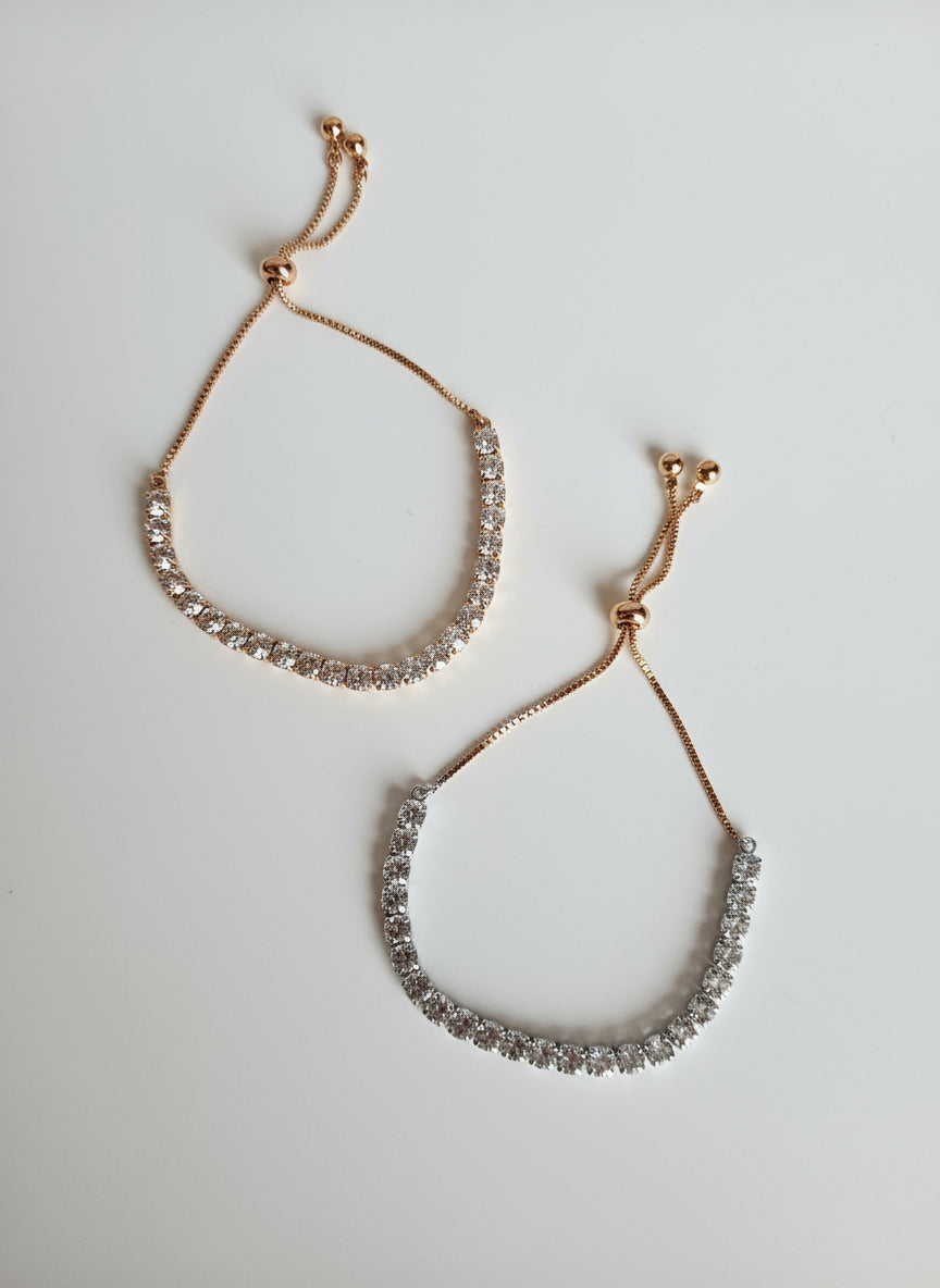 Gold or Silver Plated Stainless Steel Women’s Classic Tennis Bracelet with Zircon Stones