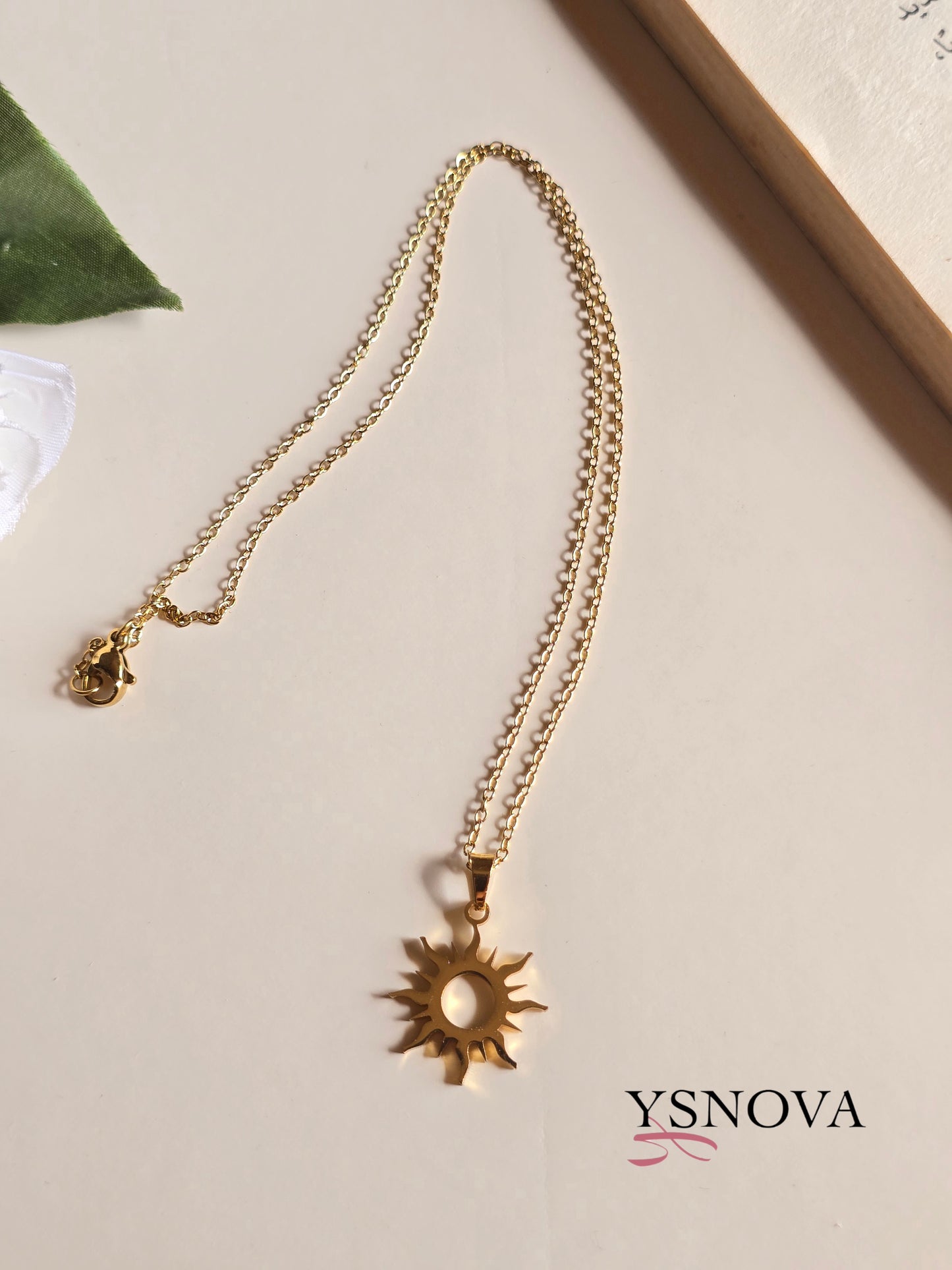 Gold-Plated Sun Necklace – Elegant Stainless Steel Jewelry by YSNOVA