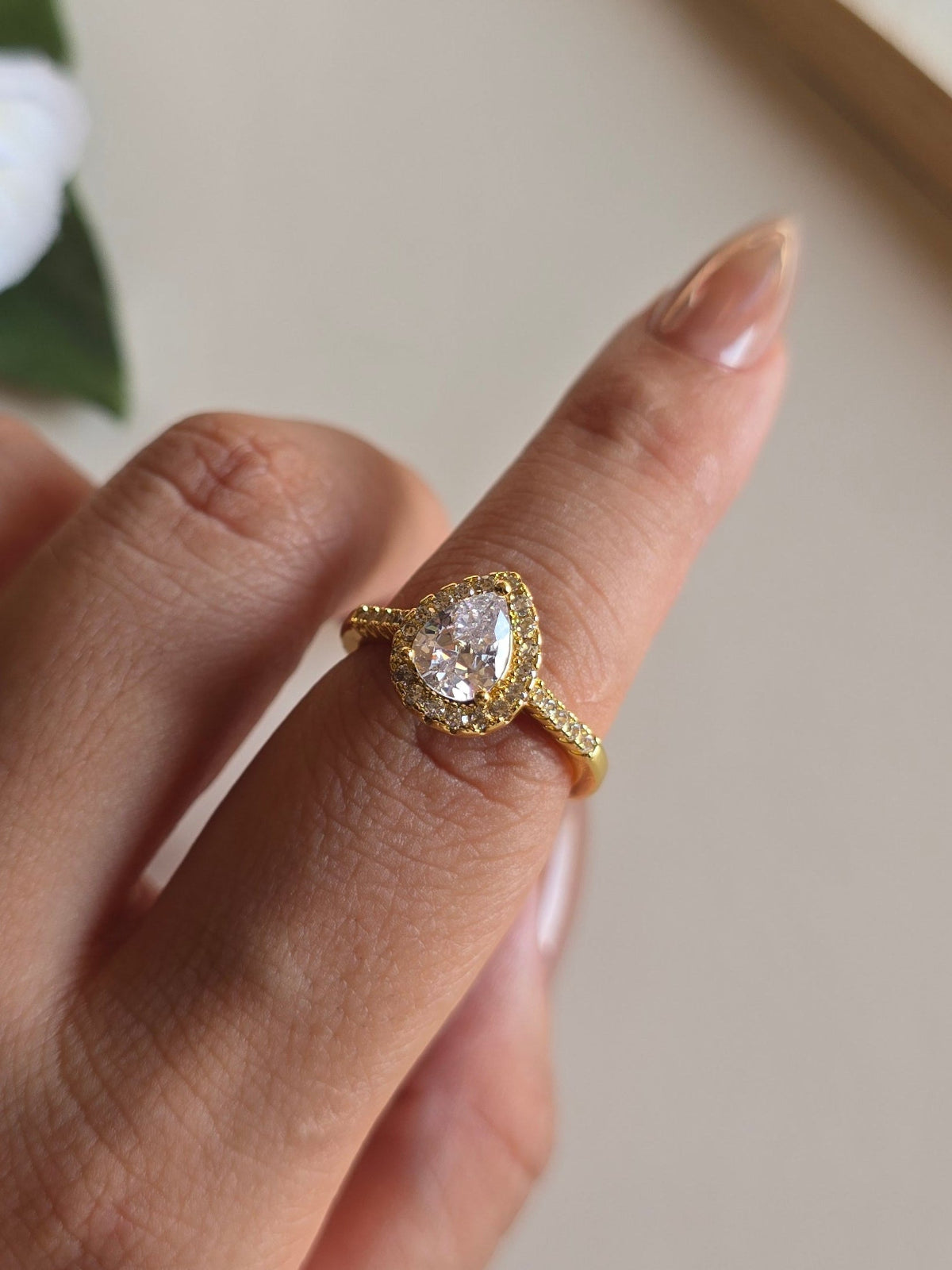 7 Elegant Designs - Gold Plated Stainless Steel Solitaire Rings with Zircon Stones (Free Size)