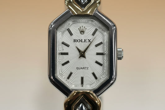 Rol-ex mix silver X gold Quartz watch with white dail