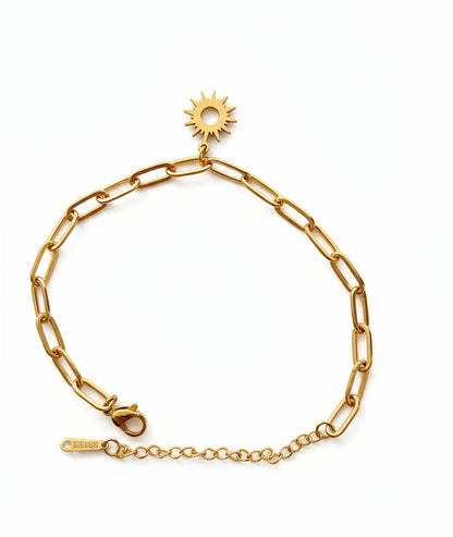 Gold Plated Stainless Steel Bracelet with Sun Charm