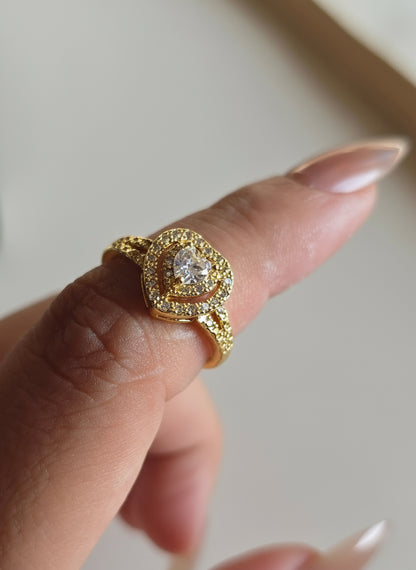 7 Elegant Designs - Gold Plated Stainless Steel Solitaire Rings with Zircon Stones (Free Size)