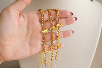 Gold Letter Chain Bracelet