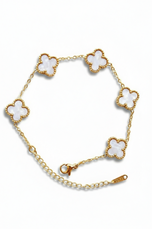 انسيال كلوفر ستانلس ستيل مطلي بالذهب أبيض