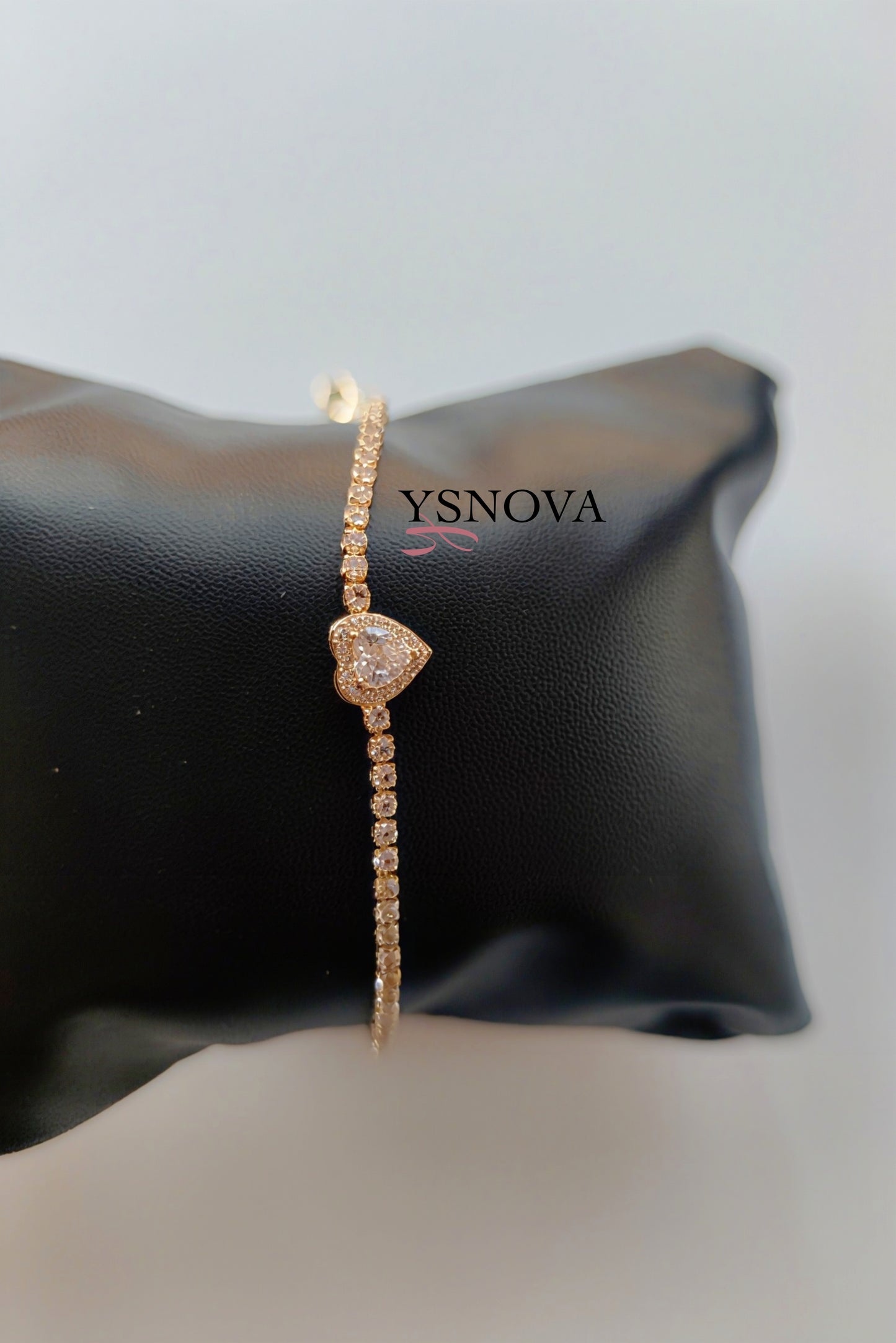 Gold or Silver Plated Stainless Steel Women’s Tennis Bracelet with Zircon Heart Charm