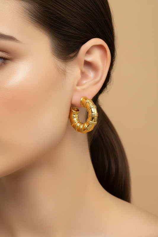 Bamboo-style hoop earrings
