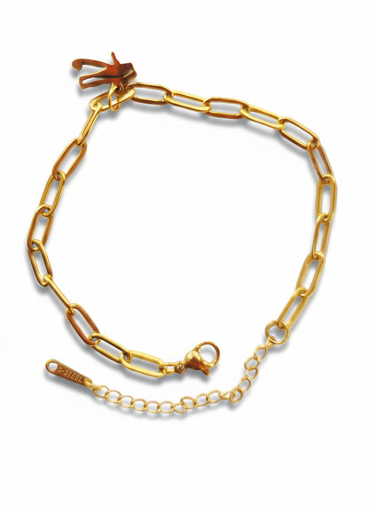 Gold Plated Stainless Steel Bracelet with Decorative Charm
