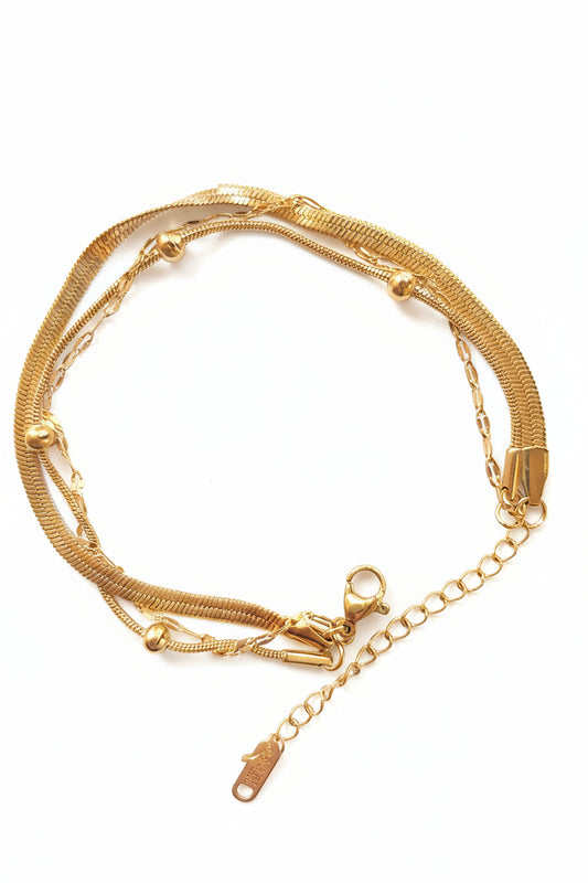 Gold Plated Stainless Steel Women’s Triple Layer Bracelet