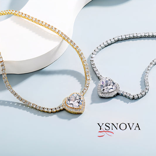 أسوارة تنس زركون قلب فضة - ذهبي