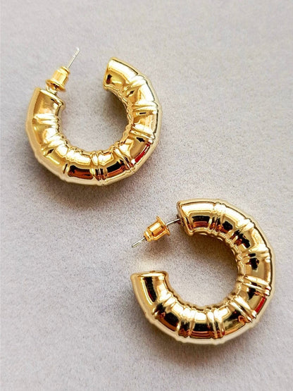 Bamboo-style hoop earrings
