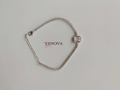 Gold & Silver Tennis Bracelet with Square Zircon Stones