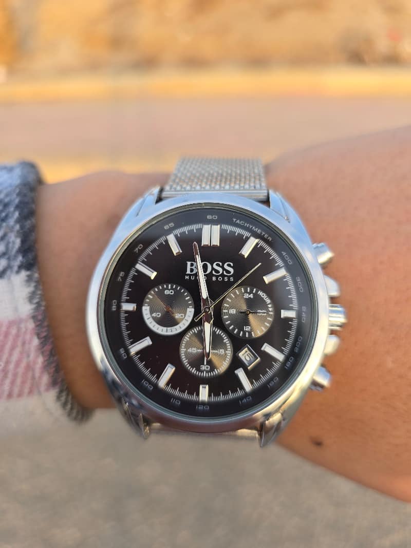 Bo-ss silver watch with black Dial