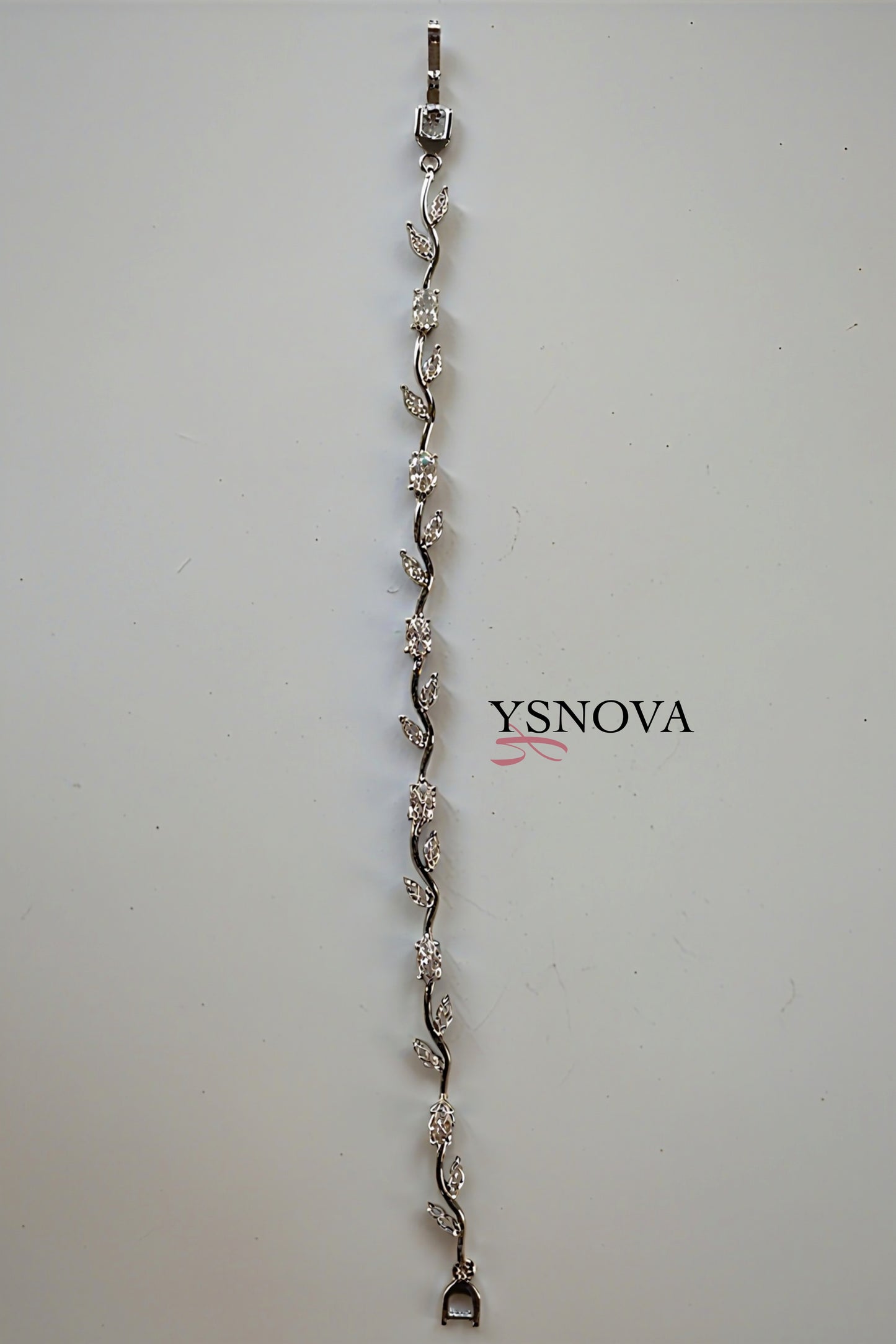 Silver Plated Stainless Steel Tulip Bracelet with Zircon Stones