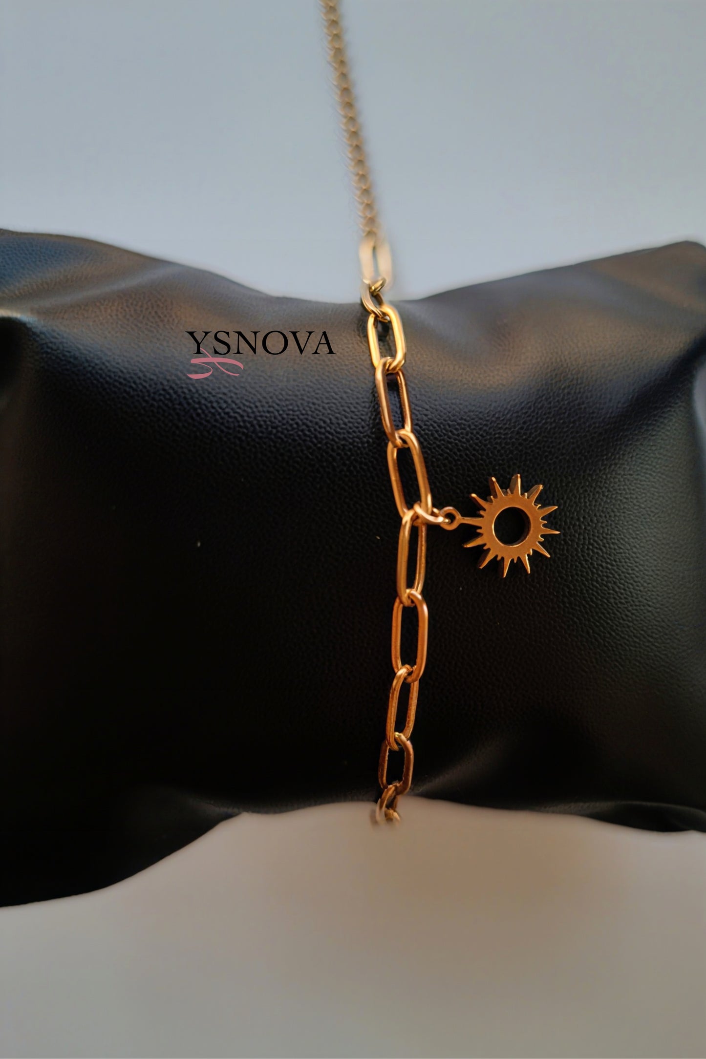 Gold Plated Stainless Steel Bracelet with Sun Charm