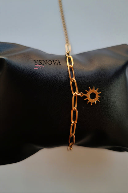 Gold Plated Stainless Steel Bracelet with Sun Charm