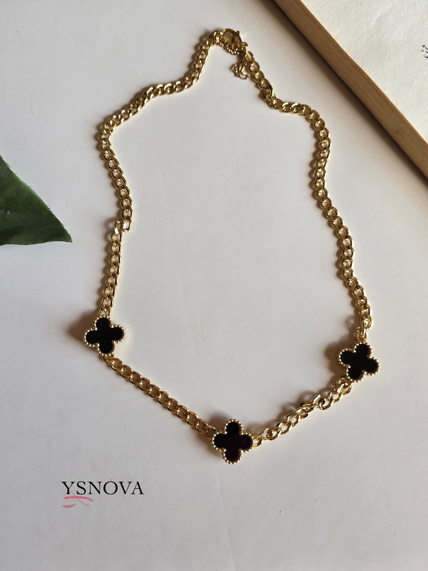 Black Clover Set – Van Cleef Inspired Design – Gold Plated Stainless Steel