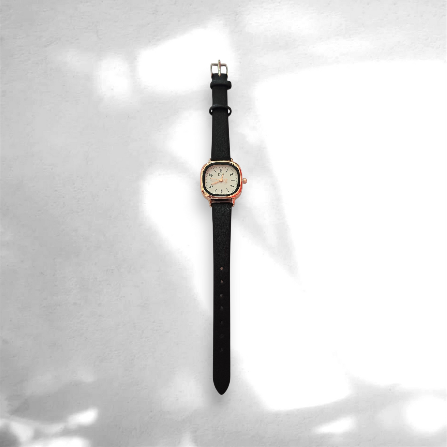 Women’s Classic Gold Frame Watch with Black Leather Strap - Elegant & Timeless Design
