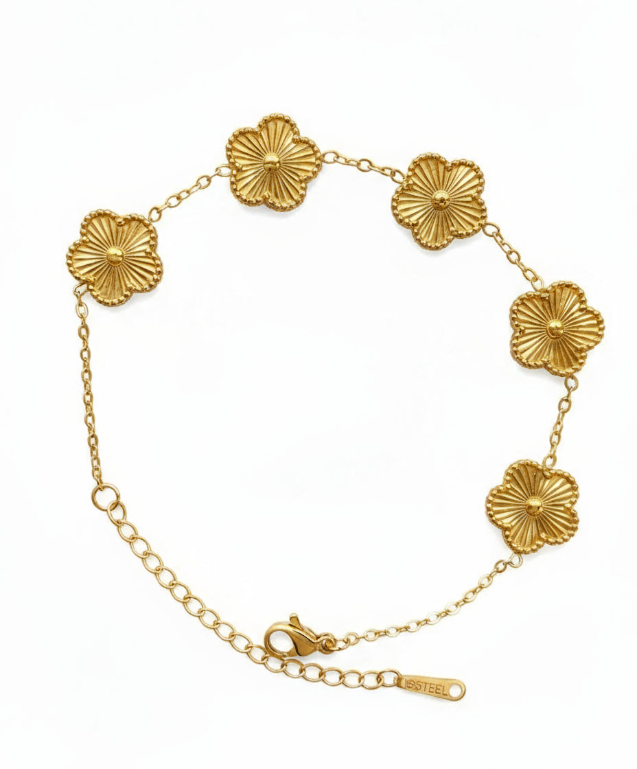 Gold Plated Stainless Steel Clover Bracelet – Inspired by Van Cleef Style