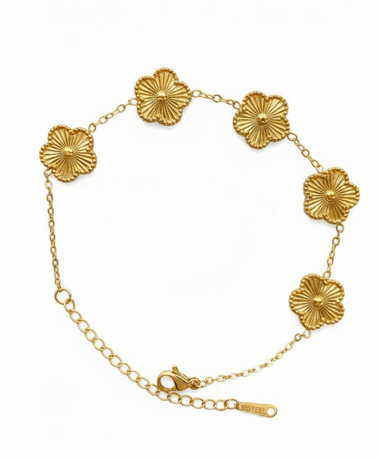 Gold Plated Stainless Steel Clover Bracelet – Inspired by Van Cleef Style