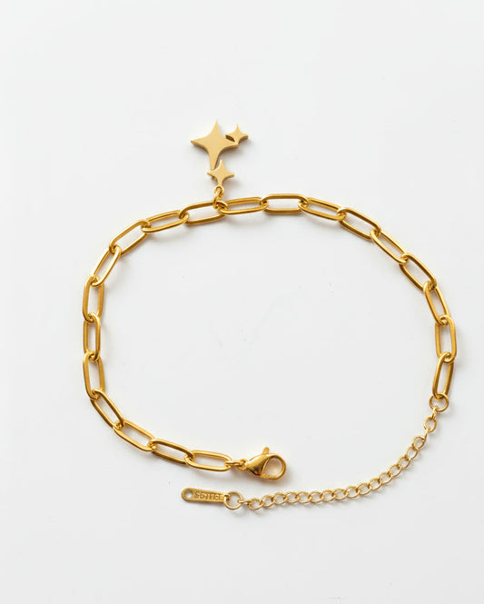 Tulip Design with Pink Zircon Stones – Gold Plated Stainless Steel Bracelet