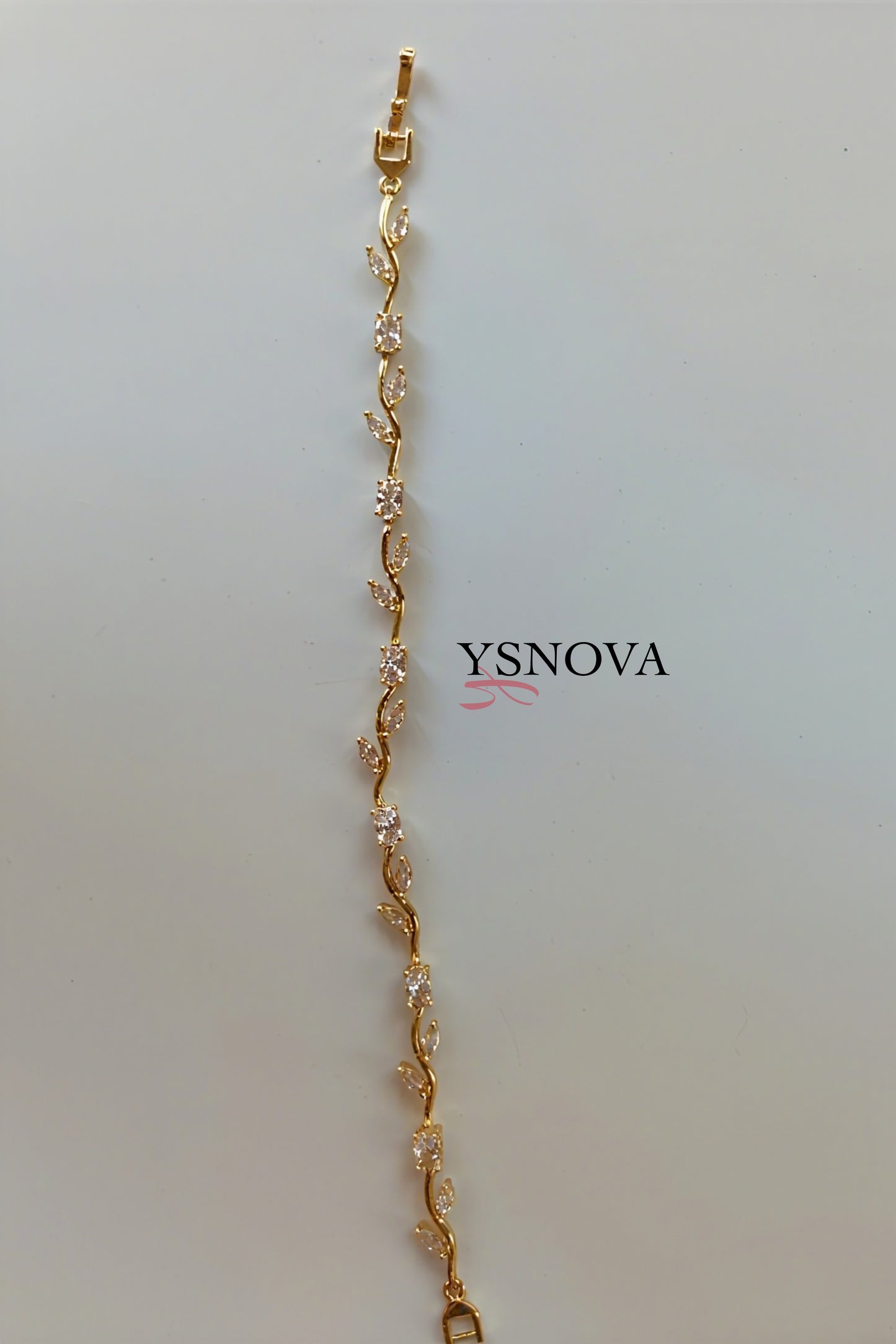 Gold Plated Stainless Steel Tulip Bracelet with Clear Zircon Stones